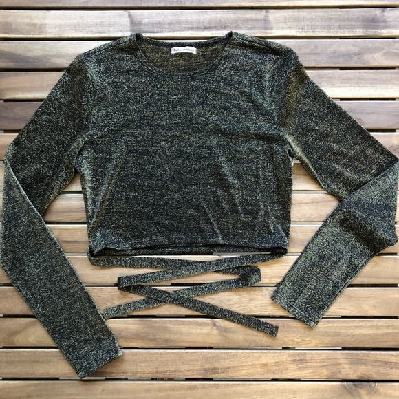 NWOT Reformation Jupiter Metallic Waist Tie Crop M - Picture 3 of 6